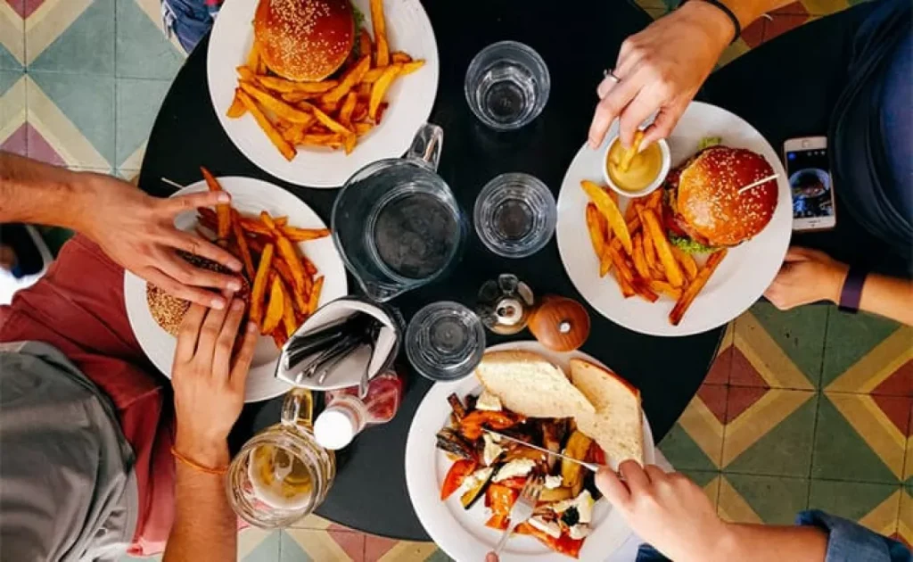 social gathering and eating